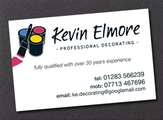 Kevin Elmore Professional Decorating Business Card - Front